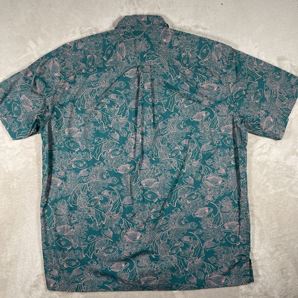 Cooke Street Hawaiian Button Shirt‎ Men's XL Teal Tropical Fish Made in Hawaii - Picture 6 of 8